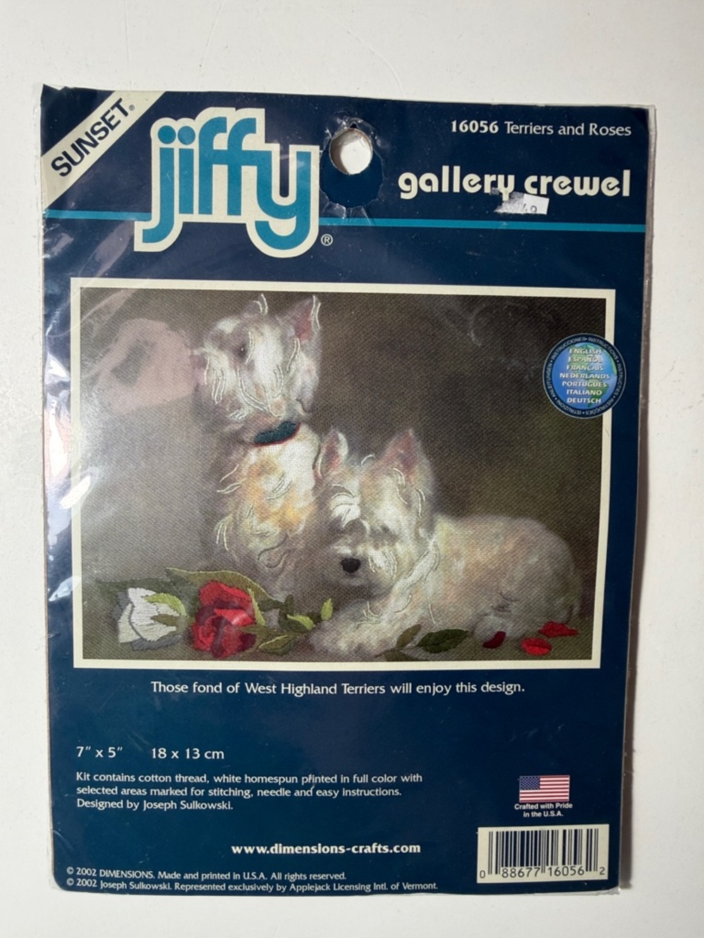 Jiffy Gallery Crewel "Terriers and Roses" Embroidery Kit -